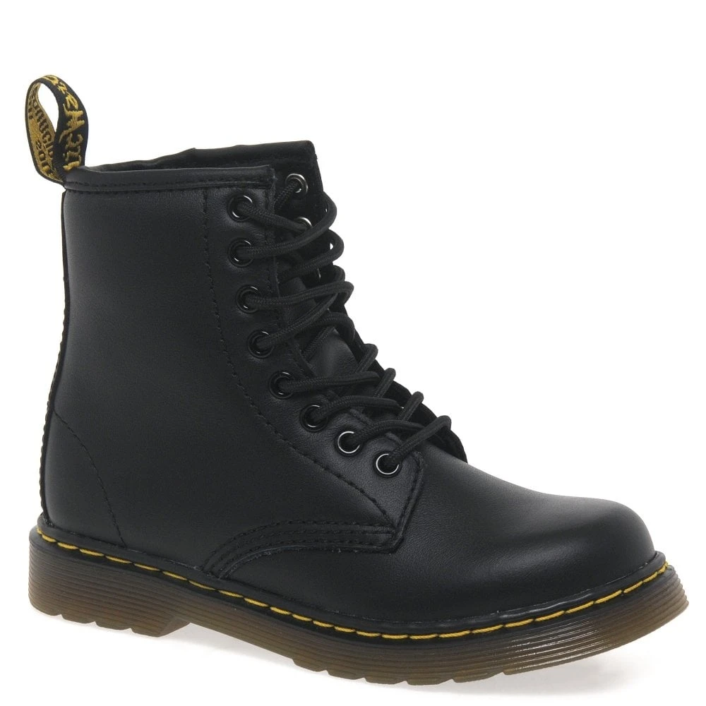 Dr. Martens Delaney Kids Black Softy T Leather Boots 3 Dr. Martens Delaney Kids Black Softy T Leather Boots
