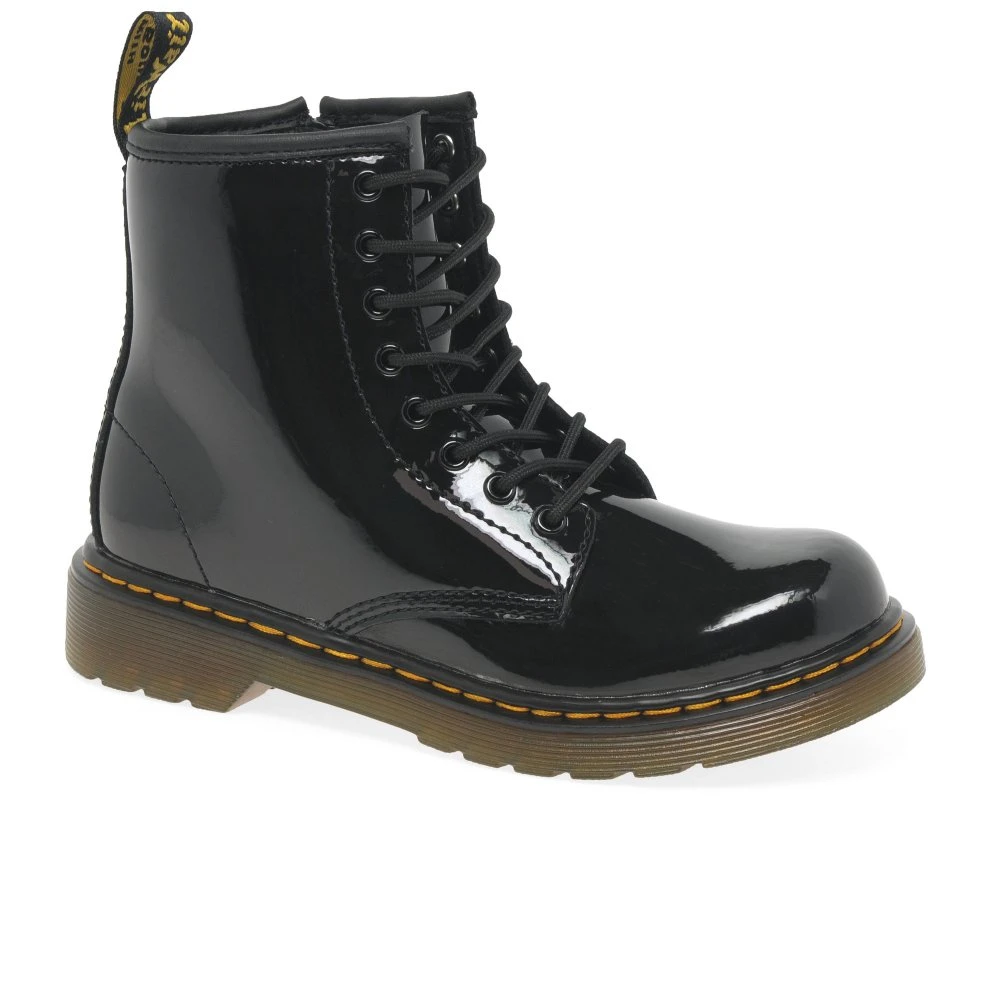 Dr. Martens Delaney Kids Black Patent Boots 3 Dr. Martens Delaney Kids Black Patent Boots